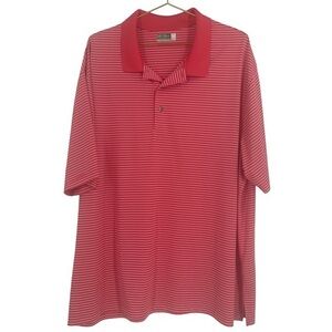 Ben Hogan Performance Men's Golf Polo Shirt ~ Pink & White striped  2XL